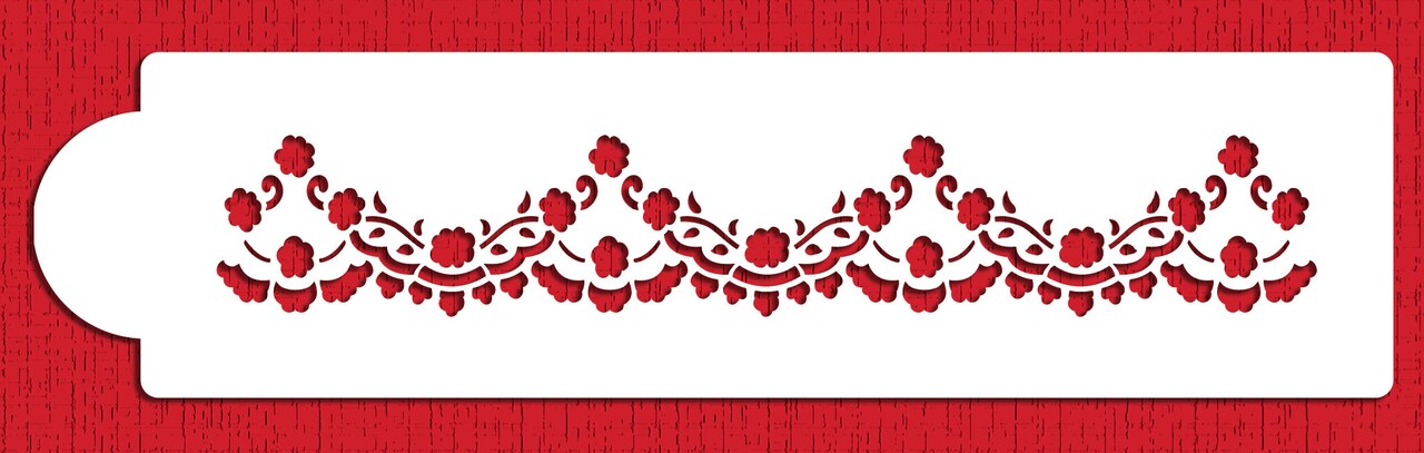 Scallop Cake Stencil Border by Zoe Clark | Cake Decorating Tools | Baking Stencils for Royal Icing, Airbrush, Dusting Powder | Reusable Plastic Food Grade Stencil for Cakes | Easy to Use & Clean Cake Stencil | C972 by Designer Stencils